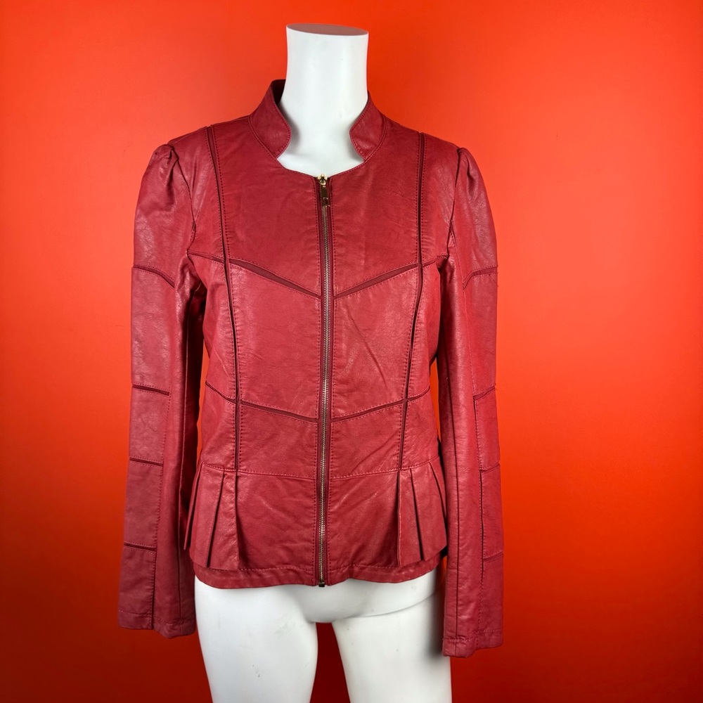 LA Coalition red faux leather jacket